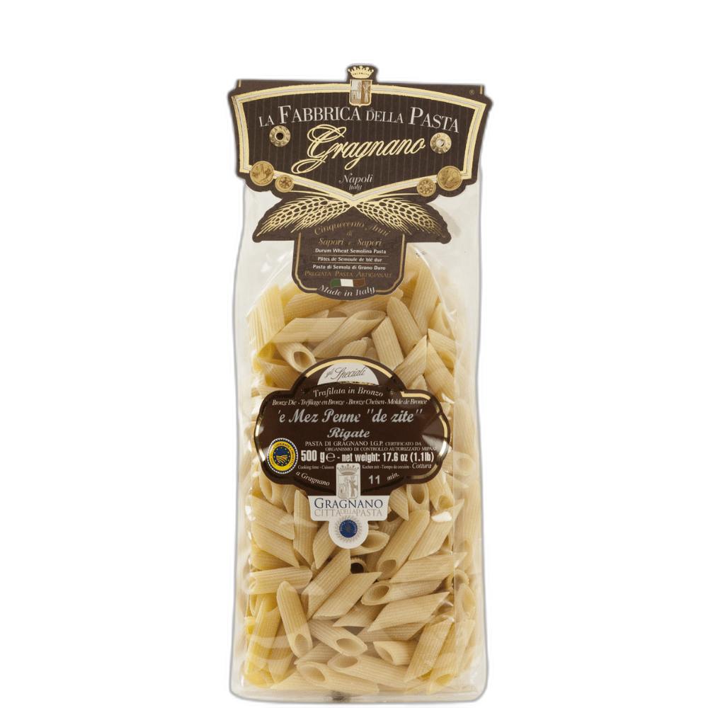 Mez Penne de zite Rigate - Pasta di Gragnano IGP by La Fabbrica della Pasta 500g